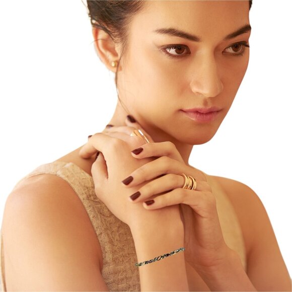 Vermeil Silver Multi-Gemstone Link Gold Color Bracelet With Secure Clasp - Picture 3 of 9